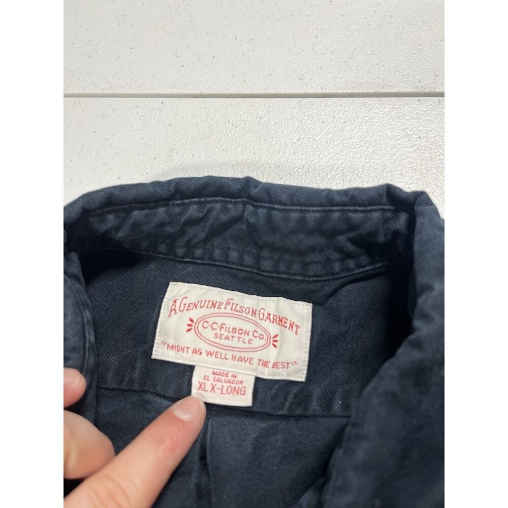 Vintage CC Filson Blue Cotton Button Down Double Pocket Shirt XL Xlong - Picture 3 of 8
